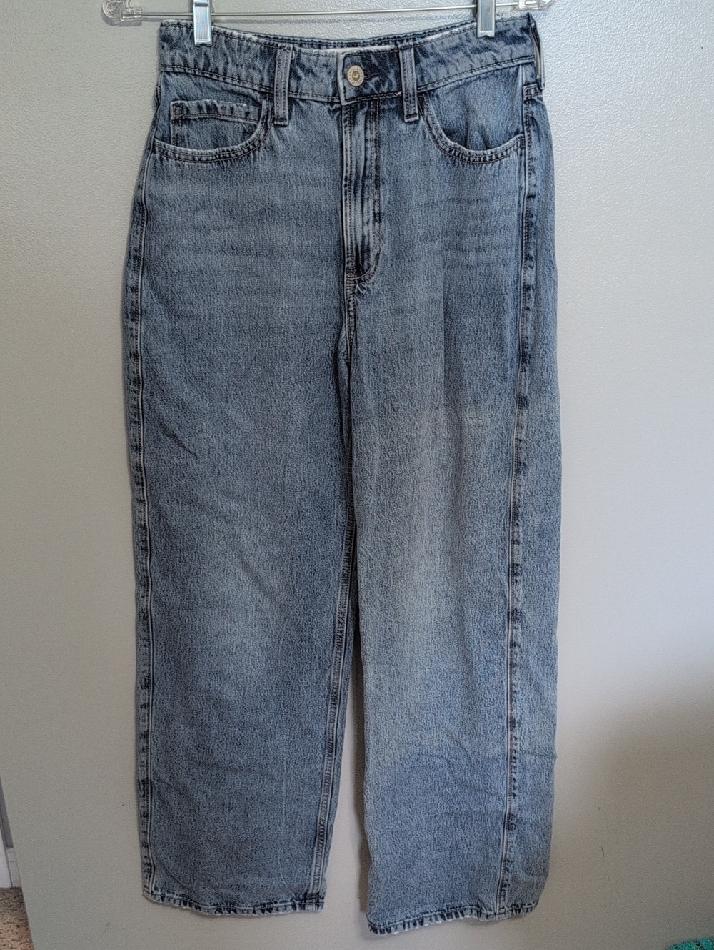 Hollister Light Blue High Rise Baggy Jeans 4 Long 27L